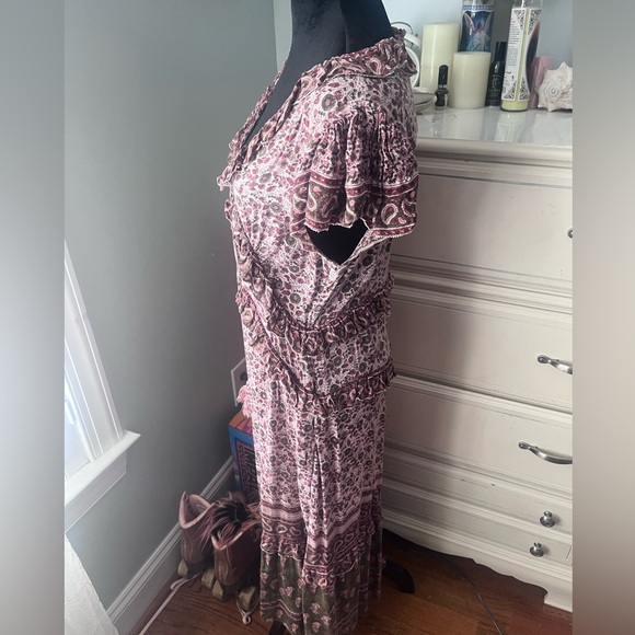 Faherty Bonita Block Print Midi Dress Apple
Baum Red Flutter Sleeves M - Picture 9 of 12